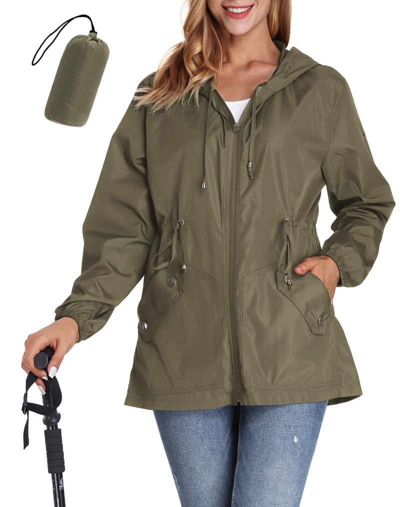 JTANIB Women Packable Rain Jacket Waterproof Lightweight Raincoat Hooded for Hiking Outdoor Travel - Image 1